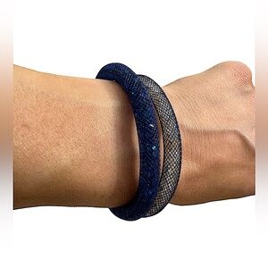 Bracelet Crystal filled mesh net bangle bracelet Set of 2-Magnetic clasp- 7 1/2